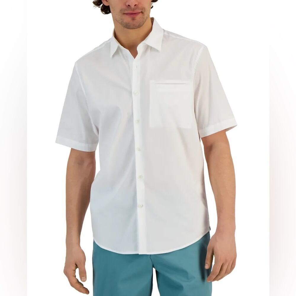 Alfani Men's Modern Classic-Fit Stretch Solid Button-Down Shirt size L (b8.1)